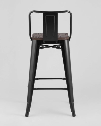 Стул полубарный TOLIX WOOD со спинкой черный глянцевый. Фото №7