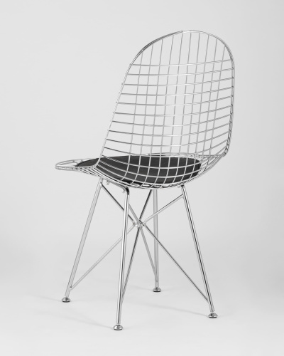 Стул обеденный Eiffel хромированный с черной подушкой. Фото №7