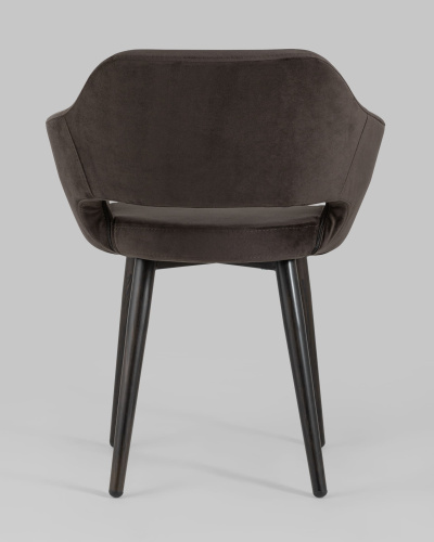 Стул с подлокотниками Саймон велюр темно-коричневый. Фото №6