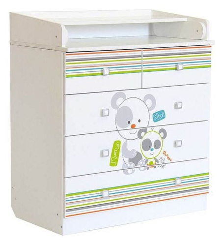 Комод пеленальный Polini kids Simple 1780 Панды, белый. Фото №1