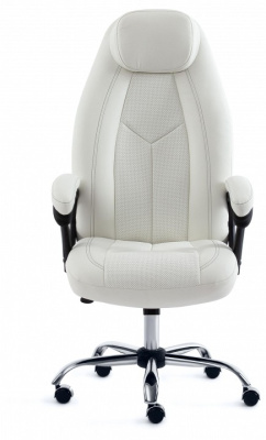 Кресло BOSS (хром) кож/зам, белый, 36-01/36-01/06. Фото