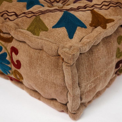 Модуль мягкий Secret De Maison RADJA (mod. MA-108) cotton canvas sujani, 80х80х20см, желтый с цветами. Фото №2