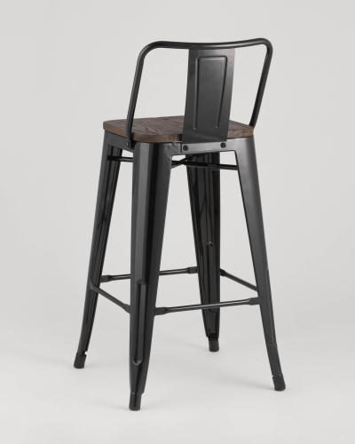 Стул полубарный TOLIX WOOD со спинкой черный глянцевый. Фото №6