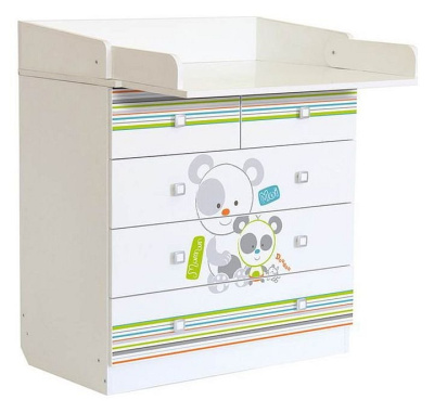 Комод пеленальный Polini kids Simple 1780 Панды, белый. Фото