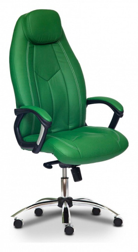 Компьютерное кресло BOSS люкс хром кох/зам зеленый/зеленый перфорированный, 36-001/36-001/06. Фото №1