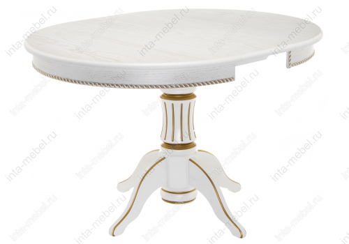 Стол деревянный Павия 130 молочный с золотой патиной. Фото №2