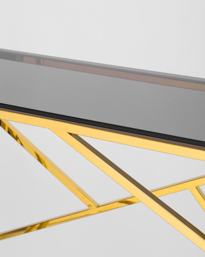 Консоль АРТ ДЕКО 115*30 золото стекло smoke. Фото №6