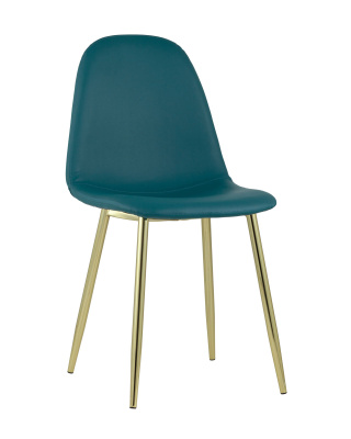 Стул Валенсия экокожа темно-зеленая золотые ножки. Фото №2