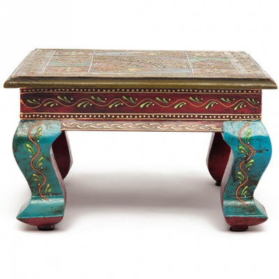 Столик Secret De Maison HAVELY ( mod. BJ-001) дерево манго, 30x30x17 cm, этническая роспись  (поставляется по 2 шт). Фото