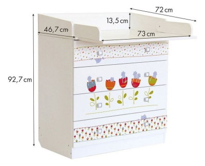 Комод пеленальный Polini kids Simple 1580 Сонные котята, белый. Фото