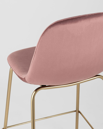 Стул полубарный Валенсия велюр розовый золотые ножки. Фото №8