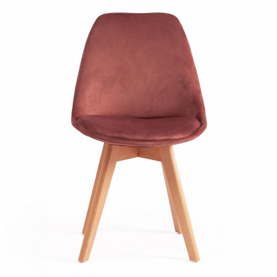 Стул Secret De Maison TULIP SOFT (mod. 74) вельвет/дерево , 54 х 47 х 83 см , коралловый (HLR 44)/натуральный (поставляется по 4 шт). Фото