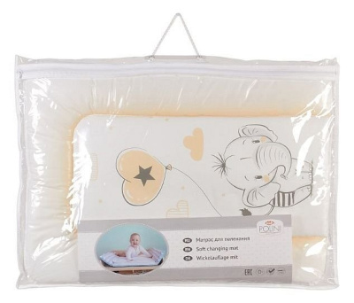 Матрас пеленальный Polini kids Слоник, бежевый. Фото №4
