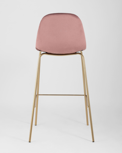 Стул барный Валенсия велюр пыльно-розовый золотые ножки. Фото №6