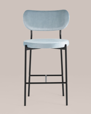 Стул полубарный Барбара велюр серо-голубой. Фото