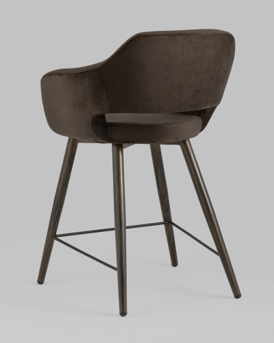 Стул полубарный Саймон велюр тёмно-коричневый. Фото №7