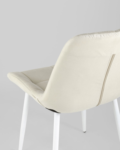 Стул Флекс велюр светло-бежевый белые ножки. Фото №8