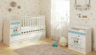 Комод пеленальный Polini Kids Simple 1580, белый. Фото