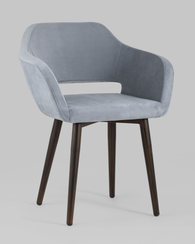 Стул с подлокотниками Саймон велюр серый. Фото №3