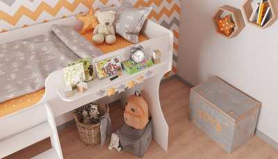 Кровать-чердак Polini Kids Dream 1700, белый фото Кровать-чердак Polini Kids Dream 1700, белый. Фото №5