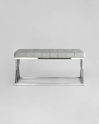 Банкетка ИНСИГНИЯ велюр серый сталь серебро фото Банкетка ИНСИГНИЯ велюр серый сталь серебро. Фото №4