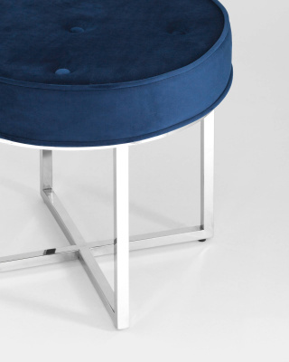 Банкетка САПФИР велюр синий сталь серебро. Фото