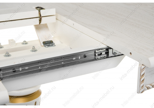 Стол деревянный Павия 130 молочный с золотой патиной. Фото №6