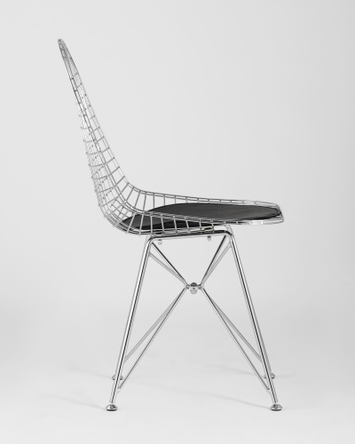 Стул обеденный Eiffel хромированный с черной подушкой. Фото №4