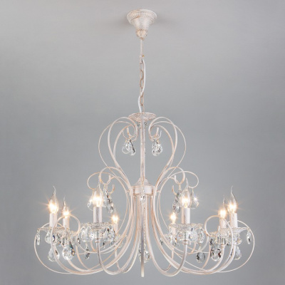 Подвесная люстра Eurosvet Alda 3305/8 белый с золотом/прозрачный хрусталь Strotskis фото Подвесная люстра Eurosvet Alda 3305/8 белый с золотом/прозрачный хрусталь Strotskis. Фото №2