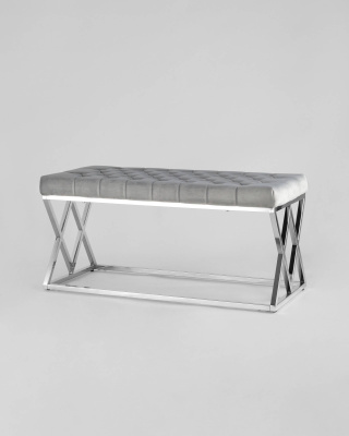 Банкетка ИНСИГНИЯ велюр серый сталь серебро фото Банкетка ИНСИГНИЯ велюр серый сталь серебро. Фото №3