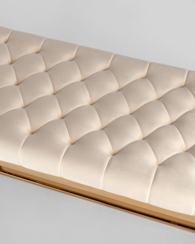 Банкетка-скамейка БРУКЛИН велюр бежевый сталь золото. Фото №7