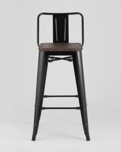 Стул полубарный TOLIX WOOD со спинкой черный глянцевый. Фото №4